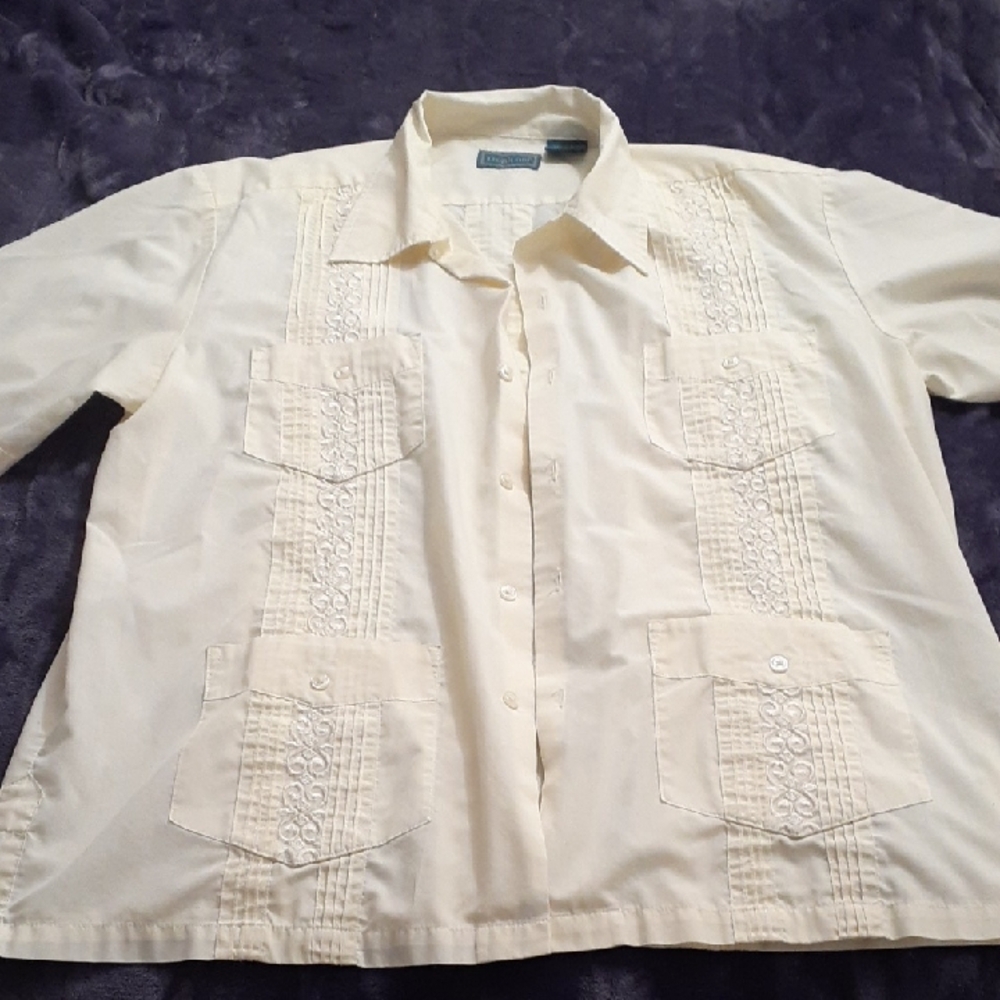 Men's Cream Guayabera Shirt
